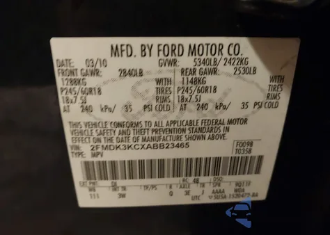 2010 Ford Edge Limited из США, поврежденный, VIN 2FMDK3KCXABB23465